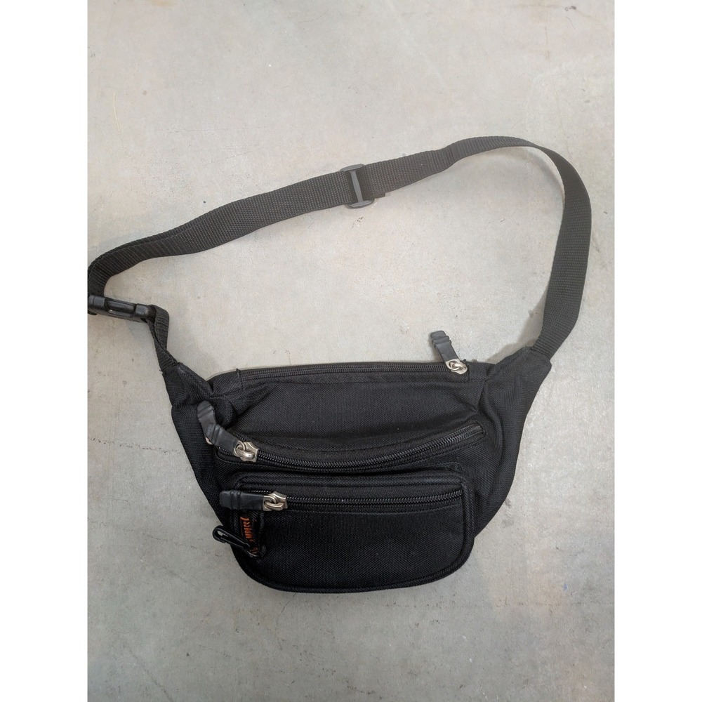 Compass Fanny Pack Waist Bag Men's Women's OS Black Canvas Multi-Pocket Sporty